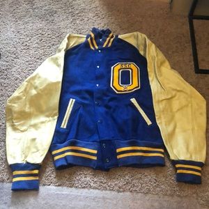Vintage classic lettermen blue and gold varsity